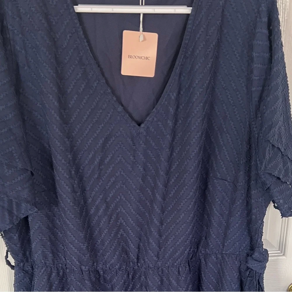 BLOOMCHIC Texture Tiered Ruffle Sleeve See Through Dress NWT 22-24 - Picture 7 of 7